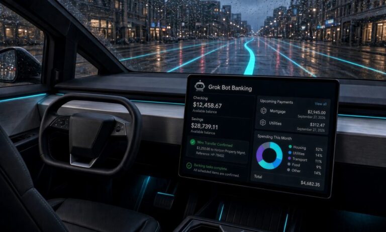 Elon Musk’s AI Grok Bot can now handle banking while your Tesla FSD handles the road